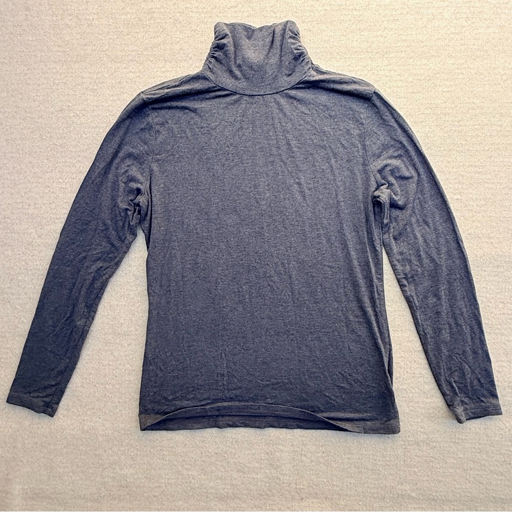 Style & Co. Turtle Neck Ruched Charcoal Heathered Longsleeve Tshirt Top Modal MP